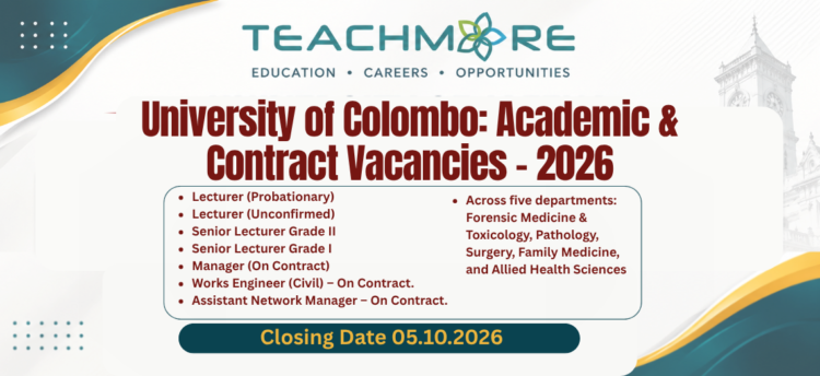 University of Colombo: Academic & Contract Vacancies – 2026
