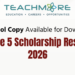 Grade 5 Scholarship Examination Results Register 2026
