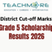 Grade 5 Scholarship Examination 2026 - District Cut-off Marks