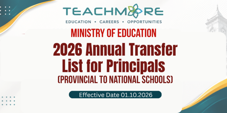 Principals Transfer List 2026 (Provincial to National)