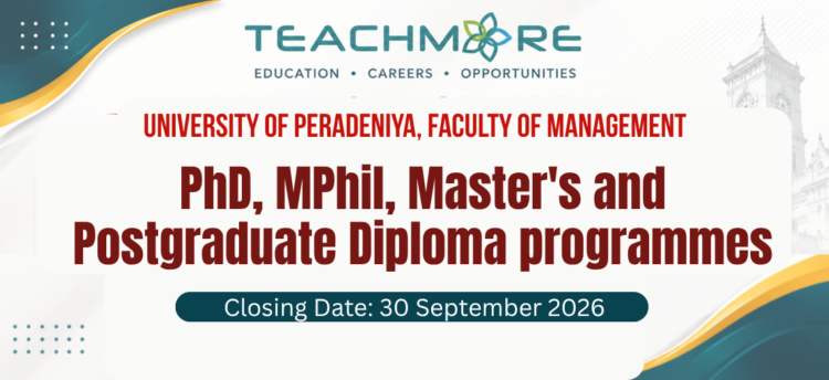 University of Peradeniya Faculty of Management Postgraduate Programmes 2026