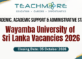 Wayamba University of Sri Lanka Vacancies 2026