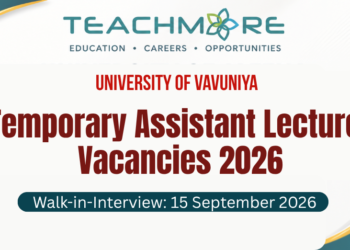 Temporary Assistant Lecturer Vacancies – University of Vavuniya