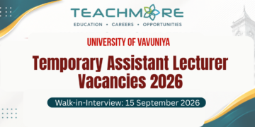 Temporary Assistant Lecturer Vacancies – University of Vavuniya