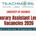 Temporary Assistant Lecturer Vacancies – University of Vavuniya