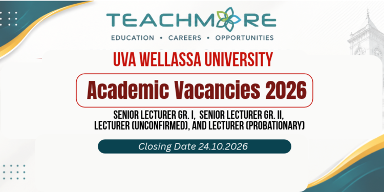 Uva Wellassa University Academic Vacancies 2026