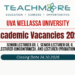 Uva Wellassa University Academic Vacancies 2026