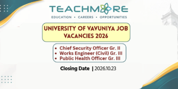 University of Vavuniya Job Vacancies 2026