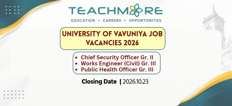 University of Vavuniya Job Vacancies 2026