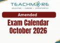 Exam Calendar October 2026 Amended