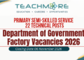 Department of Government Factory Vacancies 2026