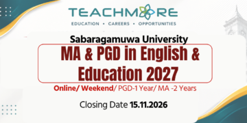 Sabaragamuwa University MA & PGD in English & Education 2027