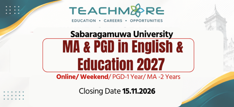 Sabaragamuwa University MA & PGD in English & Education 2027