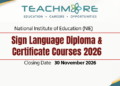 Diploma in Sign Language NIE 2026, National Institute of Education sign language certificate, NIE Maharagama sign language intake 2026