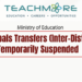 Principals' Inter-District Transfers Temporarily Suspended
