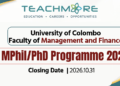 University of Colombo MPhilPhD Programme 2027