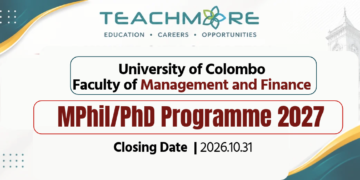 University of Colombo MPhilPhD Programme 2027