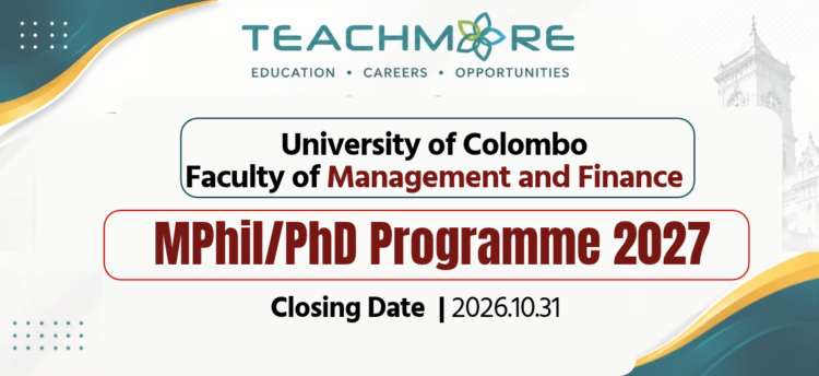 University of Colombo MPhilPhD Programme 2027