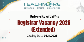 Official recruitment notification advertisement for University of Jaffna Registrar post 2026