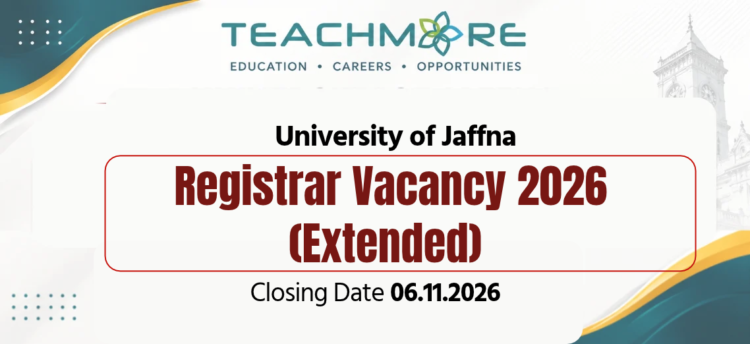 Official recruitment notification advertisement for University of Jaffna Registrar post 2026