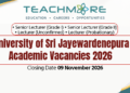 Official University of Sri Jayewardenepura Academic Vacancies 2026 Recruitment Notice