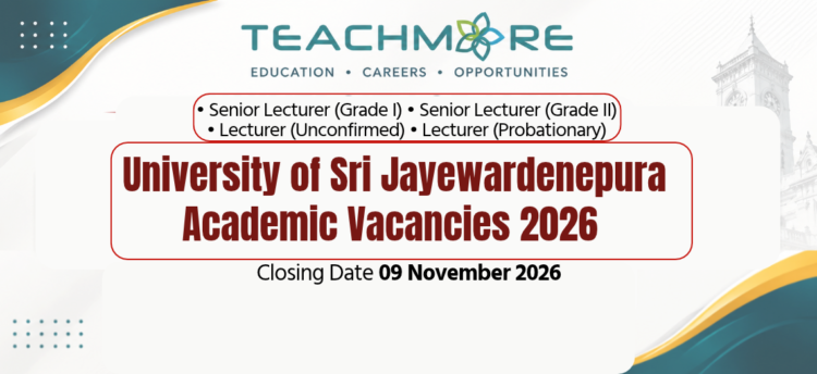 Official University of Sri Jayewardenepura Academic Vacancies 2026 Recruitment Notice