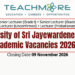Official University of Sri Jayewardenepura Academic Vacancies 2026 Recruitment Notice