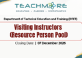 Official Department of Technical Education and Training DTET Visiting Instructors Registration 2027 Gazette Notice
